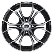 Spyder 15 inch GTW golf cart wheel - Black / Silver