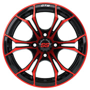 Spyder 15 inch GTW golf cart wheel - Black / Red