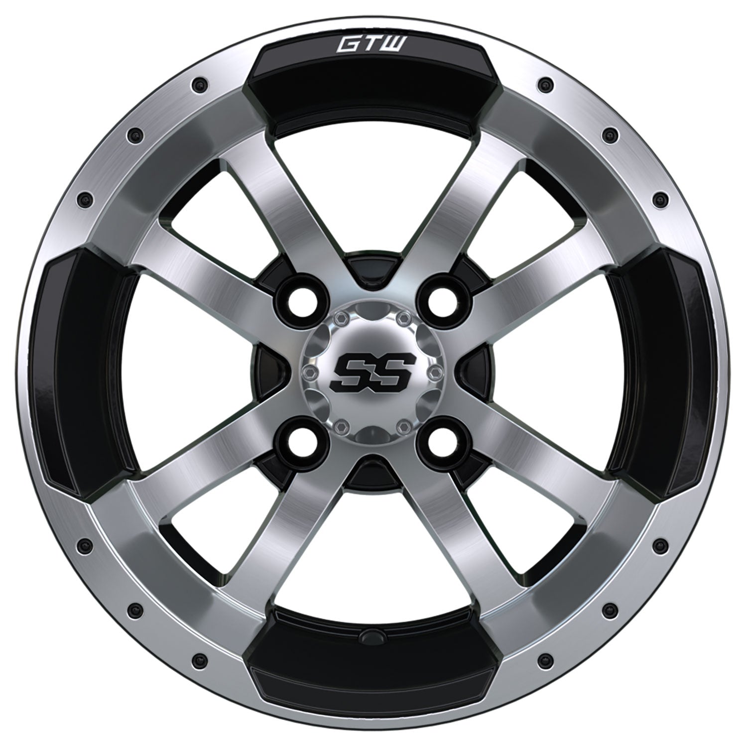 Storm Trooper 12 inch GTW golf cart wheel - Black / Silver