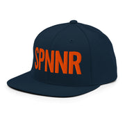 Spinner Snapback The Links Navy Orange golf hat – left front angle