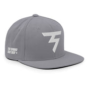 Spinner Snapback The Torrey Silver White golf hat – right front angle