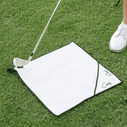Golf Pocket Mag Towel - White + Golf Club Water Brush Pro Bundle