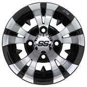Vampire 10 inch GTW golf cart wheel - Black / Silver