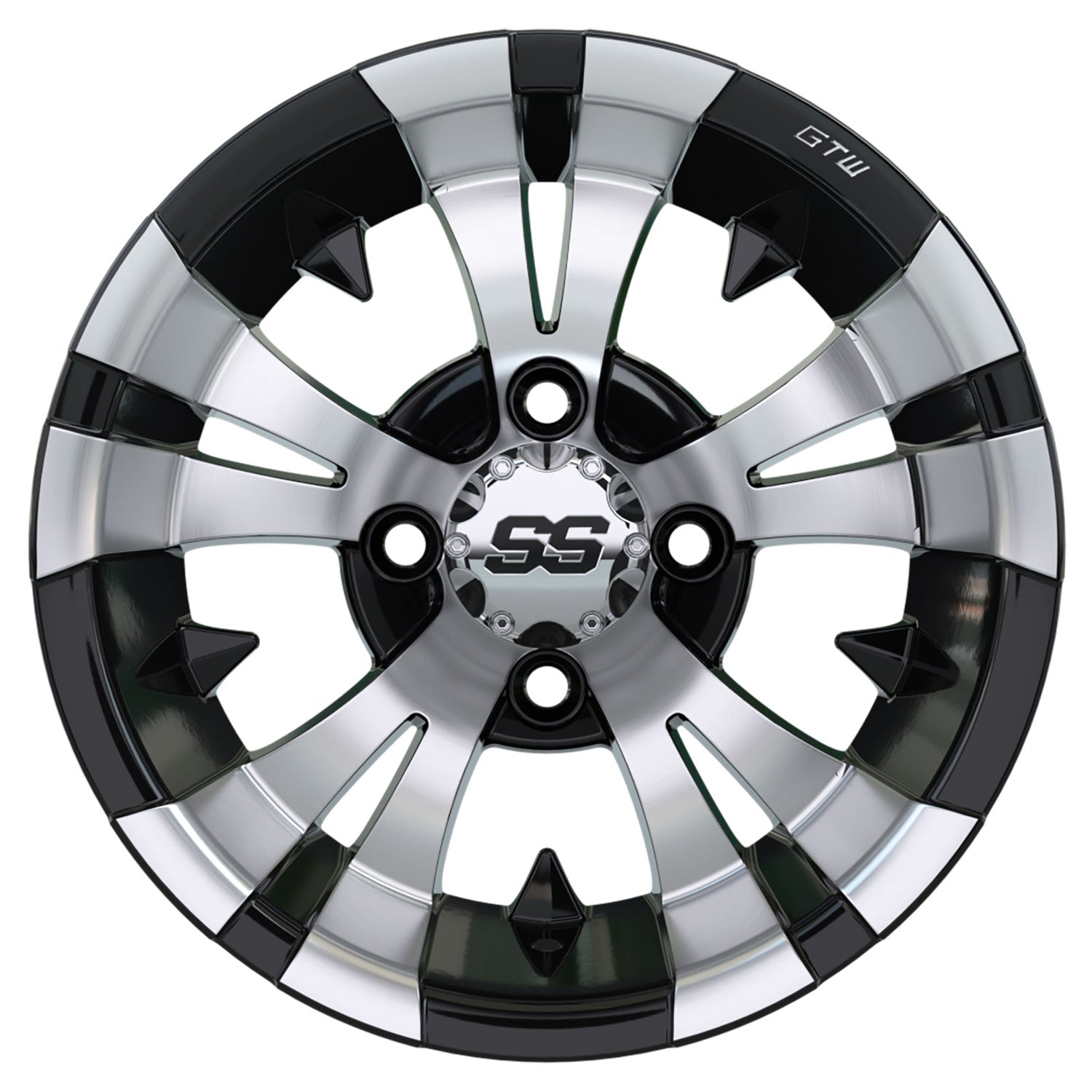 Vampire 12 inch GTW golf cart wheel - Black / Silver