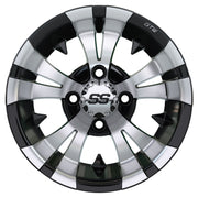 Vampire 12 inch GTW golf cart wheel - Black / Silver
