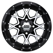 Vortex 12 inch GTW golf cart wheel - Matte Black / Silver