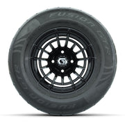 GTW® Boost Gloss Black 12 in Wheels with 255/55-R12 Fusion GTR Steel Belt Radial Street Tires – Full Set