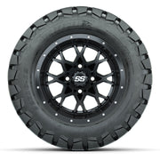 GTW® Vortex 2 Matte Black/Machined 12 in Wheels with 22X10-12 Timberwolf All-Terrain Tires – Full Set