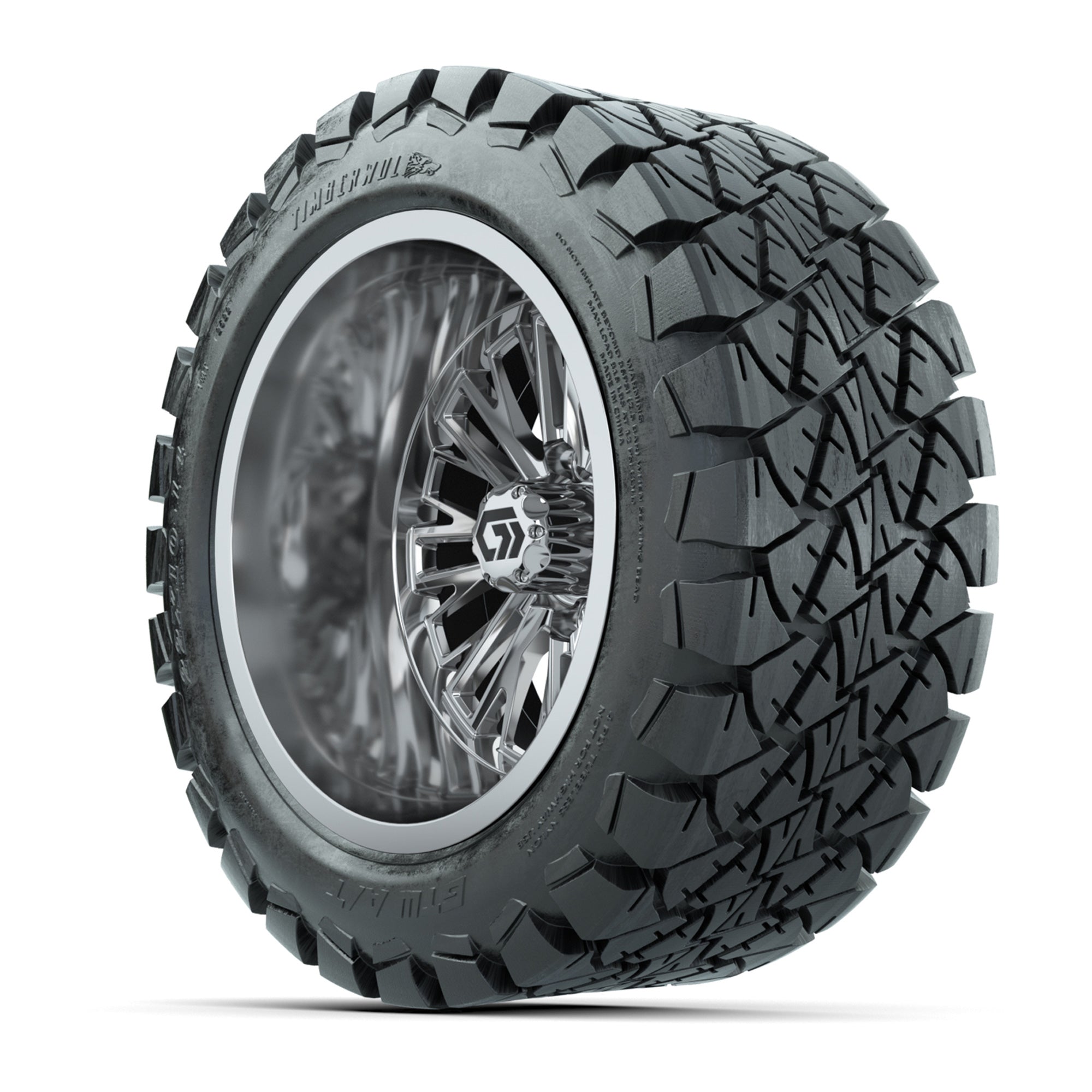 GTW Viper Chrome 14 in Wheels with 22X10-14 Timberwolf All-Terrain Tires – Full Set