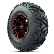 GTW® Spyder Black/Red 12 in Wheels with 25X10-12 Barrage Mud Tires – Full Set