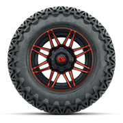 GTW® Stealth Red/Machined 12 in Wheels with 23X10.5-12 Predator All-Terrain Tires – Full Set