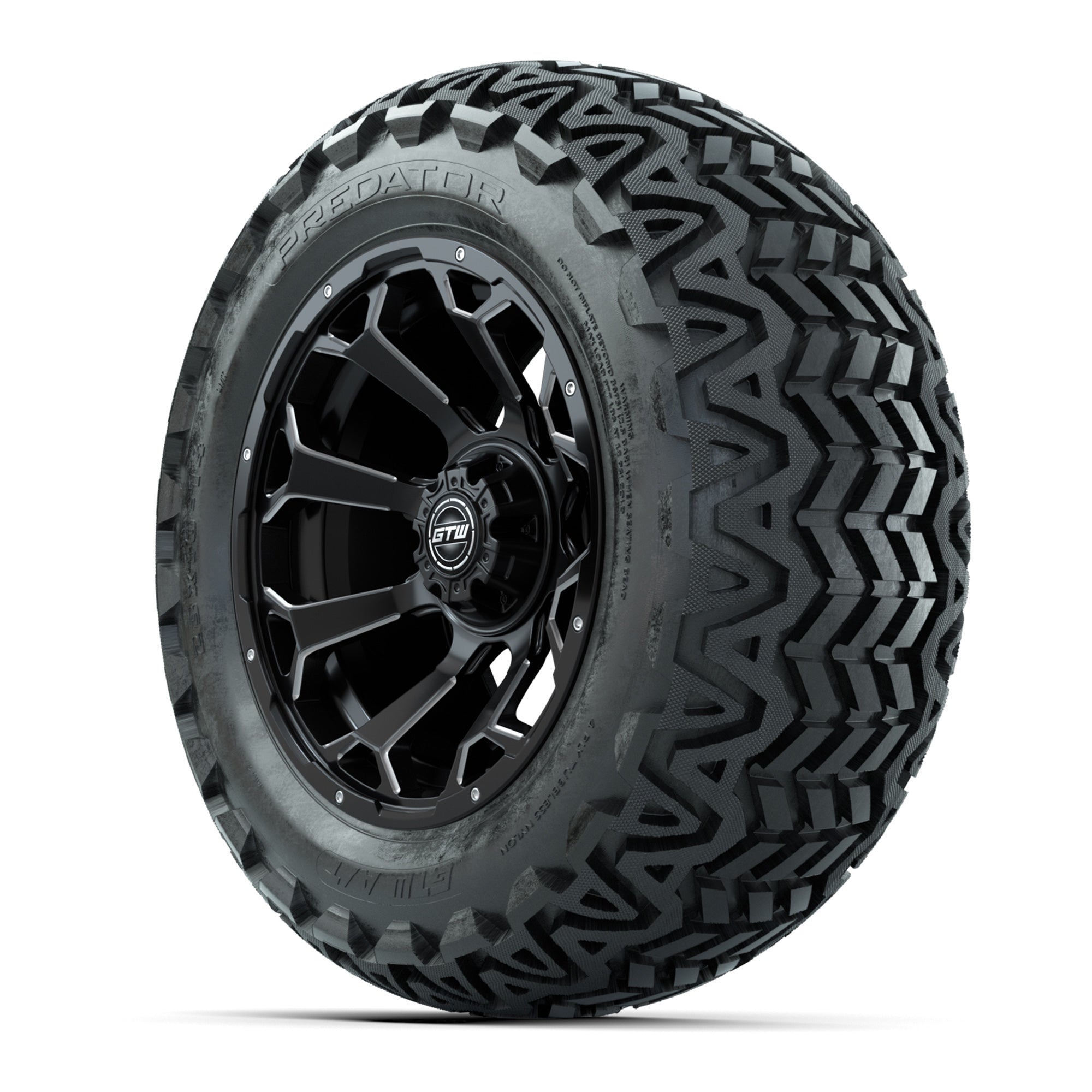 Set of (4) 14 in GTW Raven Wheels with 23x10-14 GTW Predator - 3/4 view