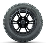 GTW® Spyder Matte Black 12 in Wheels with 22X11-R12 Nomad Steel Belt Radial All-Terrain Tires – Full Set