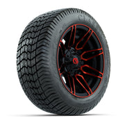GTW® Stealth Red/Machined 12 in Wheels with 215/40-12 Excel Classic Street Tires – Full Set