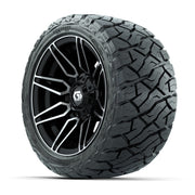 GTW Stealth Gloss Black/Machined 12 in Wheels with 215/40-R12 Maverick Low-Profile All-Terrain Tires – Full Set
