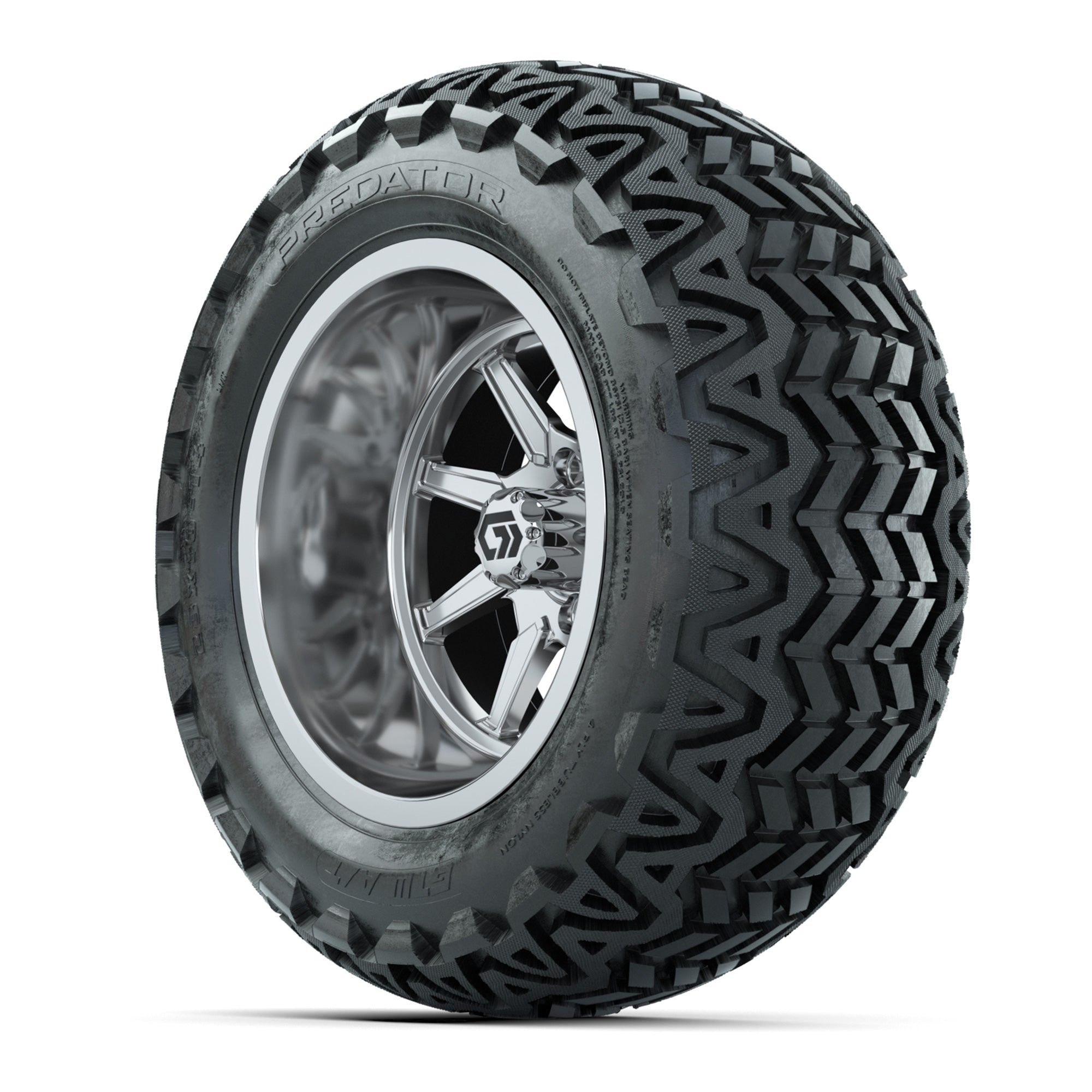 GTW Reaper Chrome 14 in Wheels with 23X10-14 Predator All-Terrain Tires – Full Set