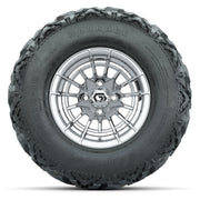 GTW® Boost Chrome 12 in Wheels with 25X10-12 Barrage Mud Tires – Full Set