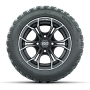 GTW® Spyder Matte Gray/Machined 12 in Wheels with 20X10-12 Nomad Steel Belt Radial All-Terrain Tires – Full Set