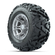 GTW Spyder Silver Brush 10 in Wheels with 20x10-10 Barrage Mud Tires – Full Set