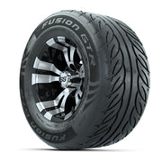 GTW® Vampire Black/Machined 12 in Wheels with 255/55-R12 Fusion GTR Steel Belt Radial Street Tires – Full Set