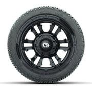 GTW® Shogun Gloss Black 12 in Wheels with 205/30-12 Fusion Street Tires – Full Set