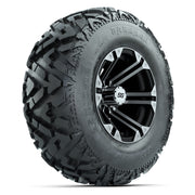 GTW® Specter Black/Machined 12 in Wheels with 25X10-12 Barrage Mud Tires – Full Set