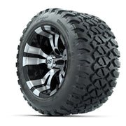 GTW® Vampire Black/Machined 12 in Wheels with 20X10-12 Nomad Steel Belt Radial All-Terrain Tires – Full Set