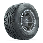 GTW® Spyder Silver Brush 12 in Wheels with 255/55-R12 Fusion GTR Steel Belt Radial Street Tires – Full Set