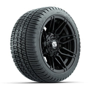 GTW® Stealth Black/Machined 12 in Wheels with 205/30-12 Fusion Street Tires – Full Set