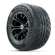 GTW® Spyder Black/Machined 12 in Wheels with 255/55-R12 Fusion GTR Steel Belt Radial Street Tires – Full Set