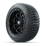 GTW® Stellar Black/Machined 12 in Wheels with 215/40-12 Excel Classic Street Tires – Full Set