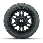 GTW® Titan Black/Machined 12 in Wheels with 205/30-12 Fusion Street Tires – Full Set