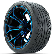 GTW 15 inch Spyder blue and black wheels with Fusion street tires - Set of Four