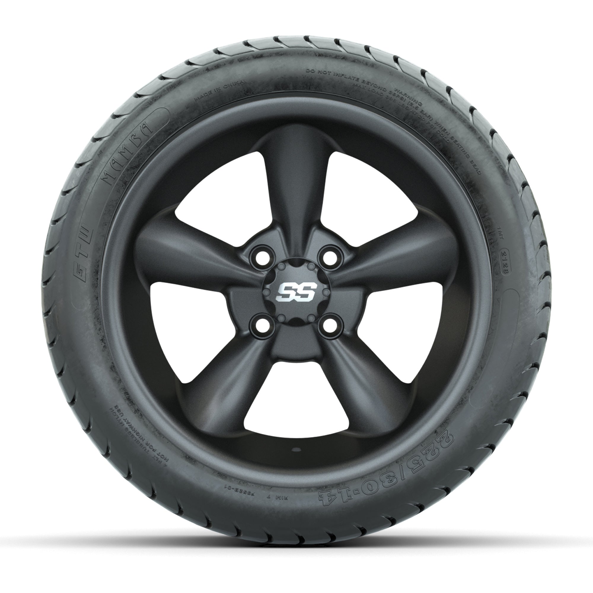 Set of (4) 14 in GTW Godfather Wheels with 225/30-14 Mamba S - 3/4 view