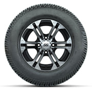 GTW® Specter Black/Machined 12 in Wheels with 255/50-12 Excel Classic Street Tires – Full Set