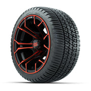 GTW® Spyder Black/Red 12 in Wheels with 205/30-12 Fusion Street Tires – Full Set