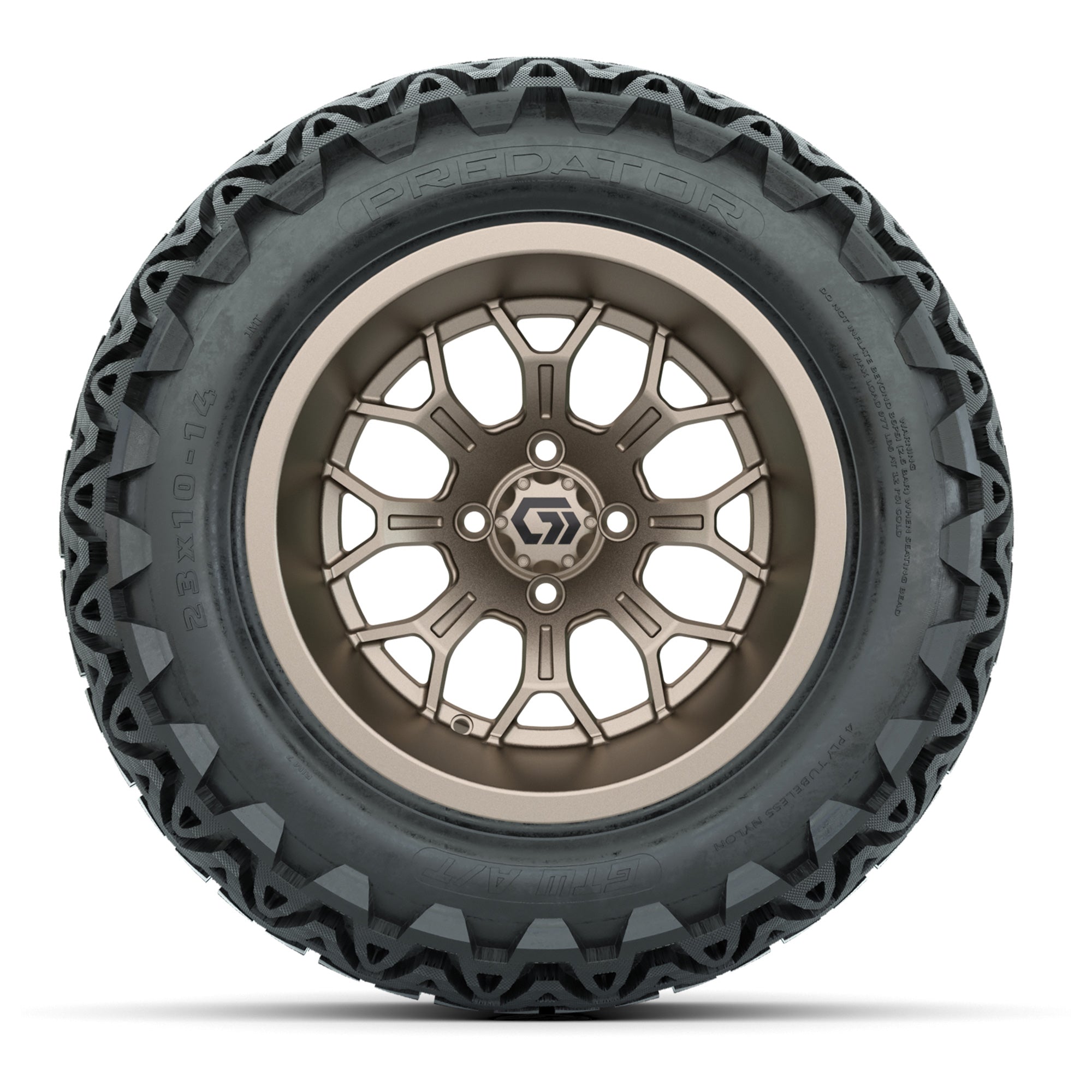 GTW Assault Matte Bronze 14 in Wheels with 23X10-14 Predator All-Terrain Tires – Full Set
