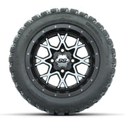 GTW® Vortex 2 Matte Gray/Machined 12 in Wheels with 20X10-12 Nomad Steel Belt Radial All-Terrain Tires – Full Set