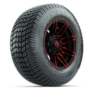 GTW® Stealth Red/Machined 12 in Wheels with 255/50-12 Excel Classic Street Tires – Full Set