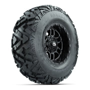 GTW® Titan Black/Machined 12 in Wheels with 25X10-12 Barrage Mud Tires – Full Set