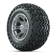 GTW® Spyder Silver Brush 12 in Wheels with 23X10.5-12 Predator All-Terrain Tires – Full Set