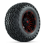 GTW® Stealth Red/Machined 12 in Wheels with 23X10.5-12 Predator All-Terrain Tires – Full Set