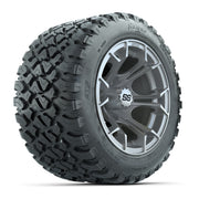 GTW® Spyder Silver Brush 12 in Wheels with 20X10-12 Nomad Steel Belt Radial All-Terrain Tires – Full Set