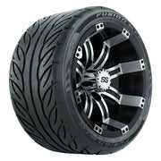 GTW 12 inch Tempest machined black wheels with Fusion street tires - Set of Four