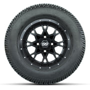 GTW® Vortex 2 Matte Black/Machined 12 in Wheels with 255/50-12 Excel Classic Street Tires – Full Set