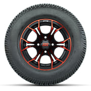 GTW® Spyder Black/Red 12 in Wheels with 255/50-12 Excel Classic Street Tires – Full Set