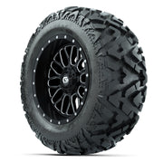GTW Helix Black/Machined 14 in Wheels with 25x10-14 Barrage Mud Tires – Full Set