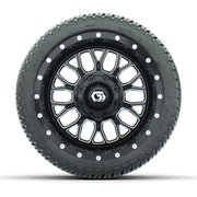 GTW® Helix Black/Machined 12 in Wheels with 205/30-12 Fusion Street Tires – Full Set