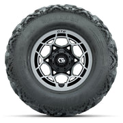 GTW® Nexus Black/Silver 12 in Wheels with 25X10-12 Barrage Mud Tires – Full Set