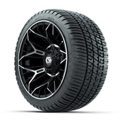 GTW® Stellar Black/Machined 12 in Wheels with 205/30-12 Fusion Street Tires – Full Set